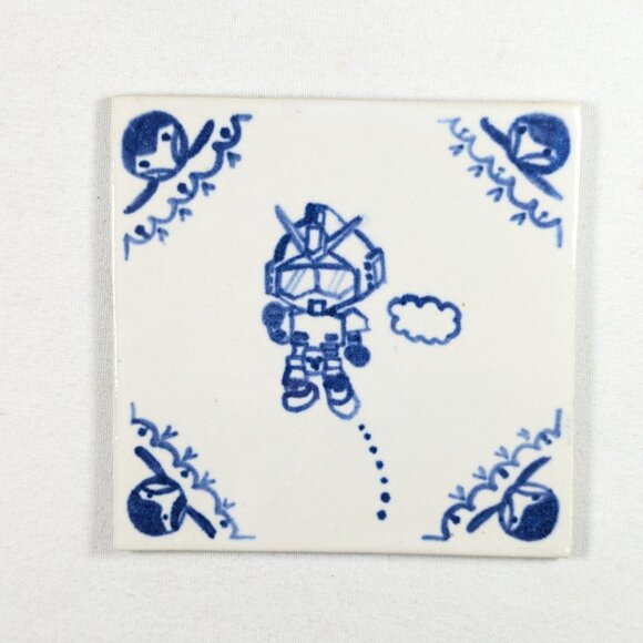 Gundam inspired hand painted Delft Blue tile - Picture 2 of 8